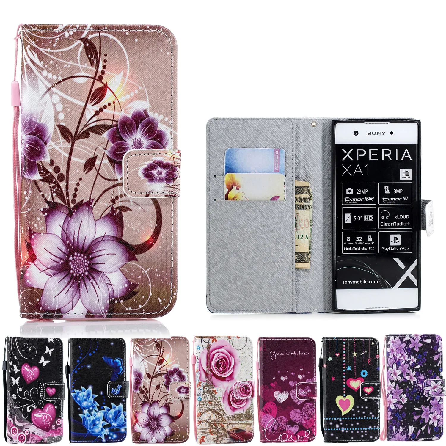 Leather Phone Case Wallet Cover For Sony L1 L2 Xperia XA1 XA2 XA3 Ultra XZ Premium XZ1 XZ2 XZ3 Compact Filp Stand Book |