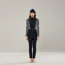 Консервативный женский цветочный Мусульманский купальник хиджаб мусульманский купальный костюм одежда для серфинга Спортивный Купальный костюм на молнии