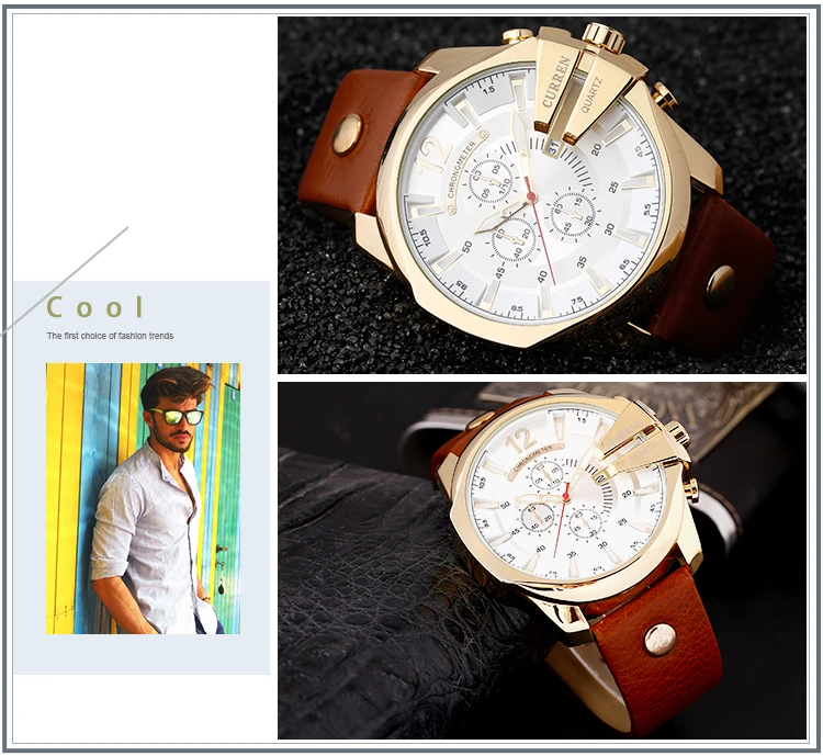 CURREN Мужские часы Horloges Topmerk роскошный режим кварцевые Бизнес Спортивные часы золотой кожаный ремешок водонепроницаемый подарок для мужчин Reloj Hombr