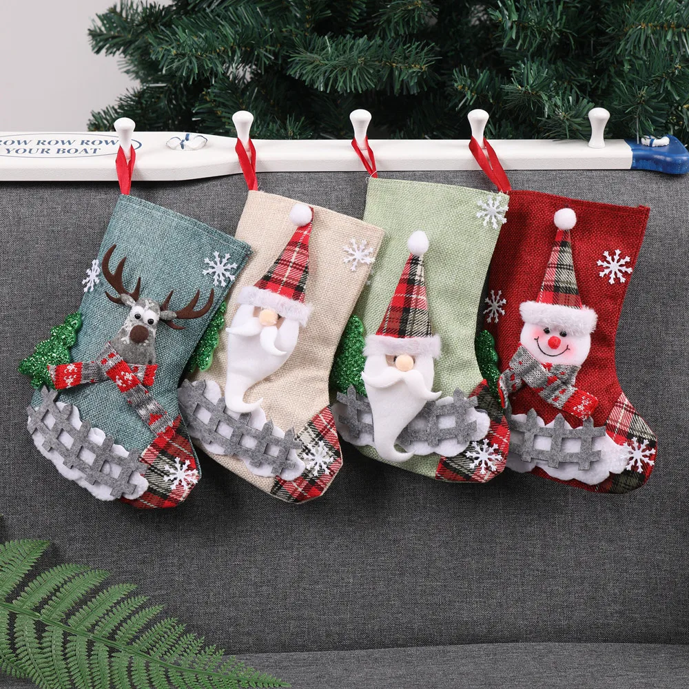 Рождество Рождественская елка Висячие вечерние Декор дерево чулок Санта-Клауса Носок подарок конфеты сумки милый мешок для подарков для детей камин дерево#50