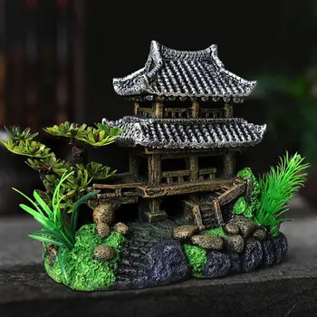 

Ancient Architecture Aquarium Fish Tank Landscaping Decoration Vintage Home Resin Hideaway Shrimp Breeding Shelter