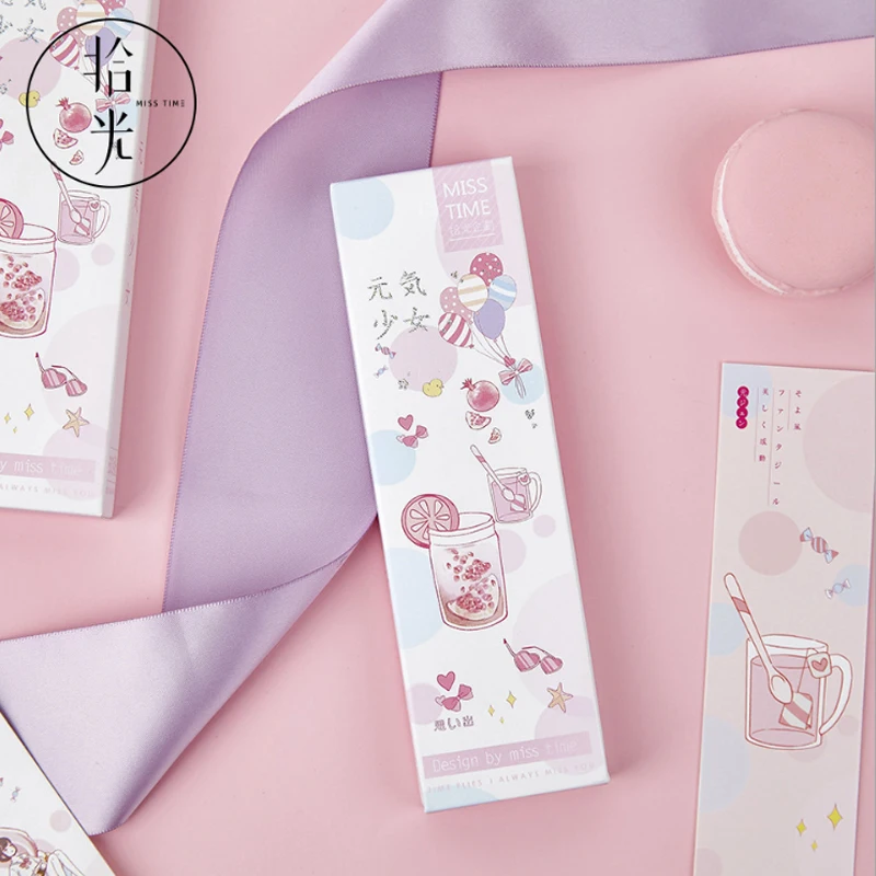 

30Pcs/box New Gentle Girl Paper Bookmarks Paper Page Notes Label Message Card School Supplies Stationery Students Gift