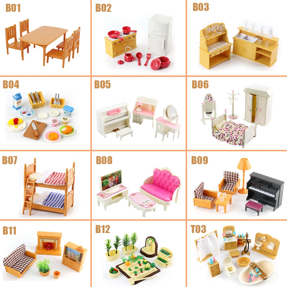 

2022 New Furniture For Dolls 1/12 Miniatures Dollhouse Accessories Bunk Bed Forest Animal Family Dolls Girls DIY Role Play Toys