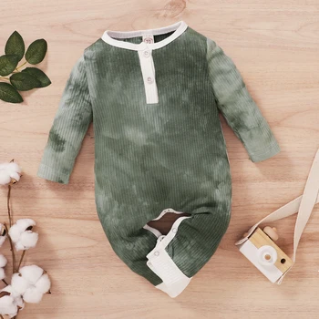 

2020 Fashion New Autumn Winter Tie Dye Newborn Baby Rompers Long Sleeve Printed Cotton Toddler Infant Clothes Ribbed Outfits