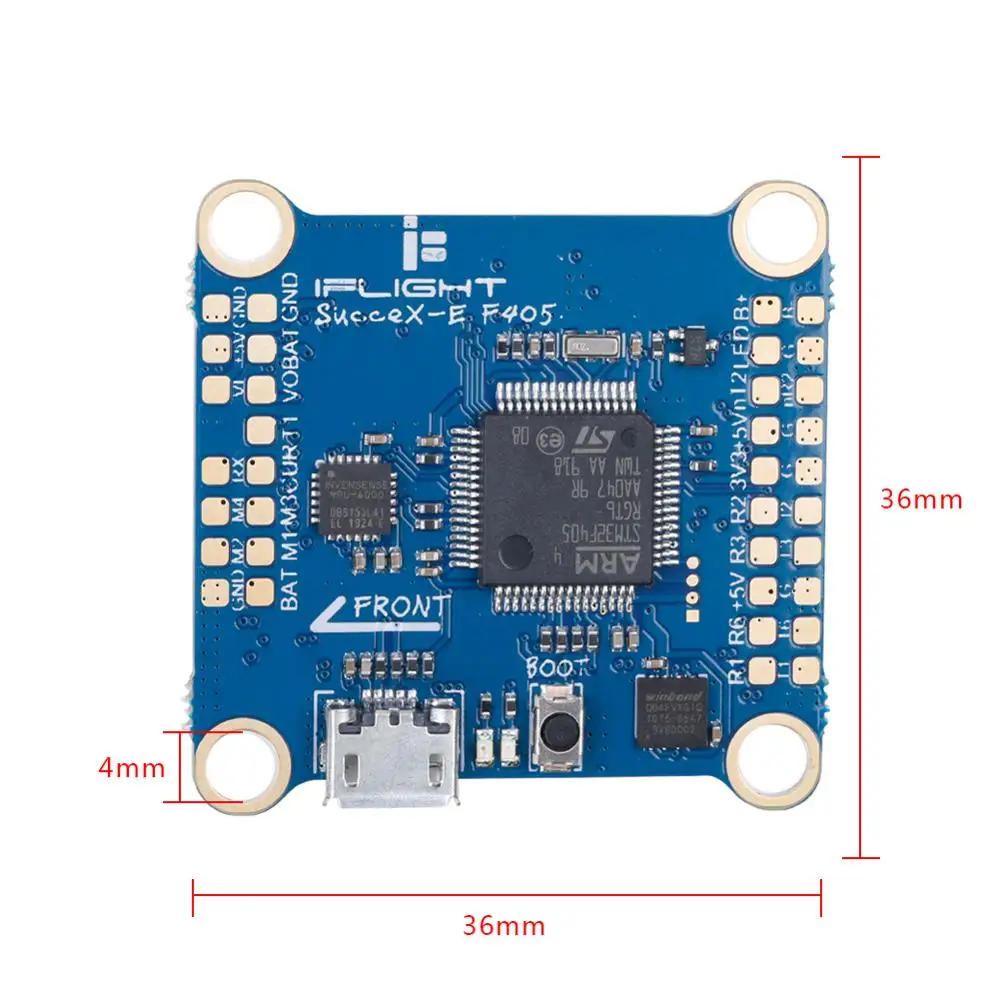 IFlight 36*36 мм sucex-E F4 STM32F405 Контроллер полета(MPU6000) с OSD/8 Мб Blackbox/Smart audio/Tramp VTX/Beeper для FPV части