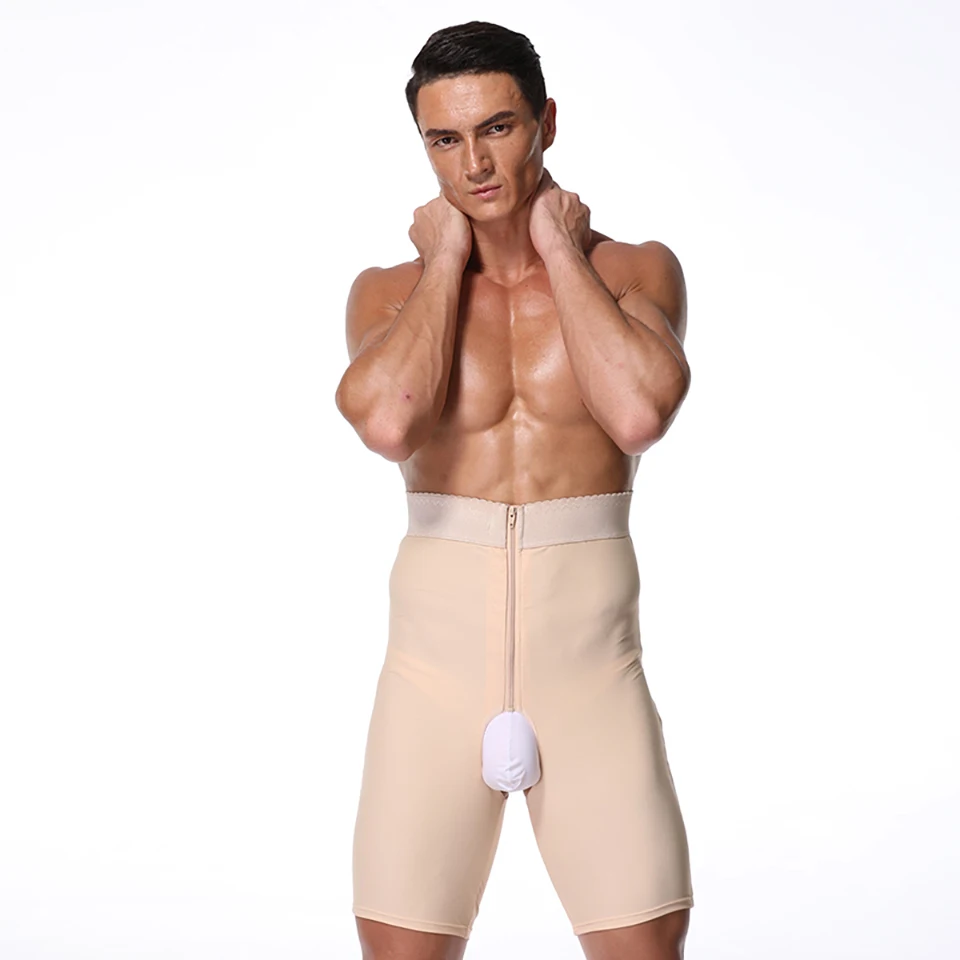 Clomplu Shapewear формирователь живота мужские трусики с высокой талией с контролем открытая молния в промежности нижнее белье для мужской большой размер 5XL