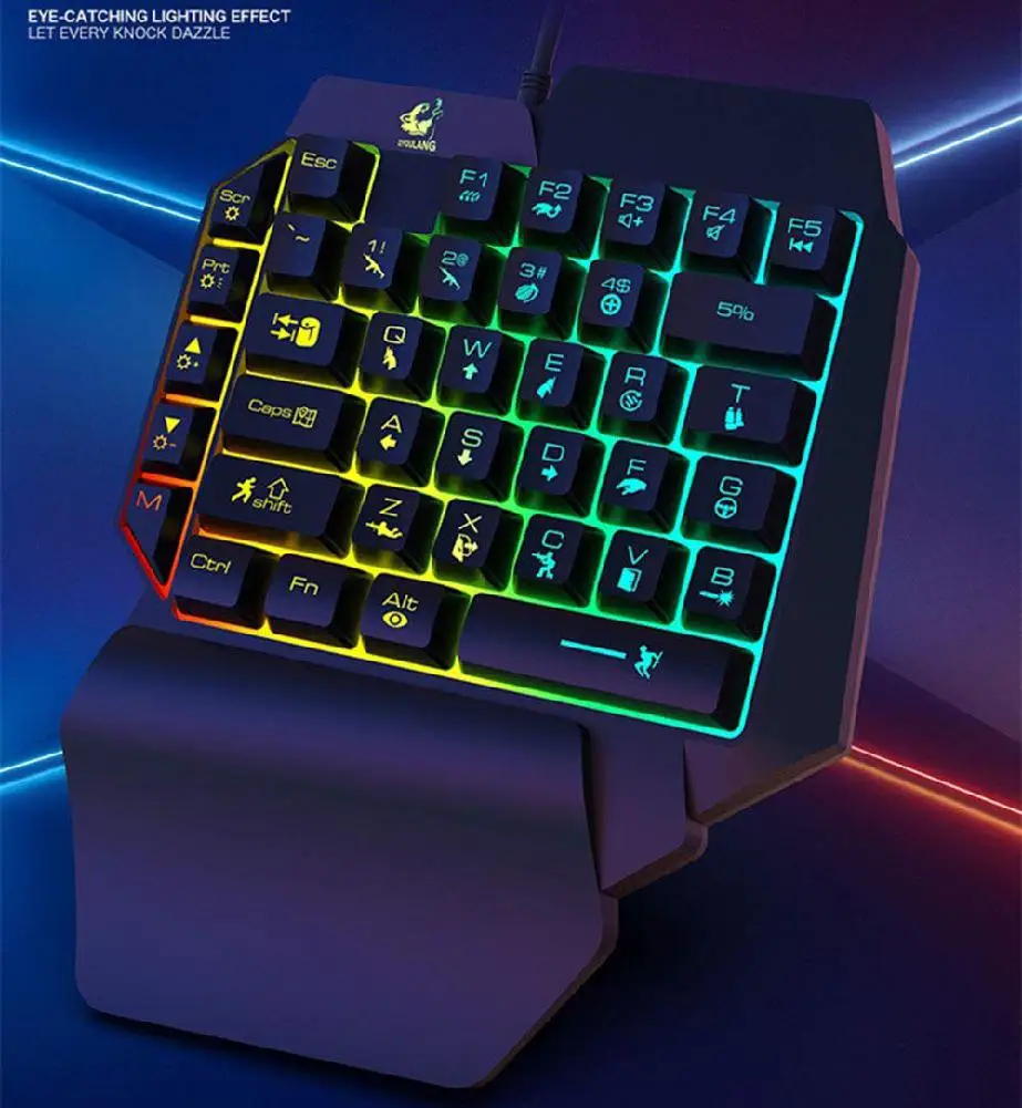 С помощью одной руки цветная(RGB игровая клавиатура светодиодный светильник 39-ключ полный ключ для Pubg контроллер геймпад с мобильным телефоном на базе Android