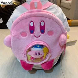 Mochila De felpa Kawaii Kirby de 30CM para niños, bolso de hombro de algodón, Bolsa Escolar para guardería, regalo de cumpleaños y Navidad