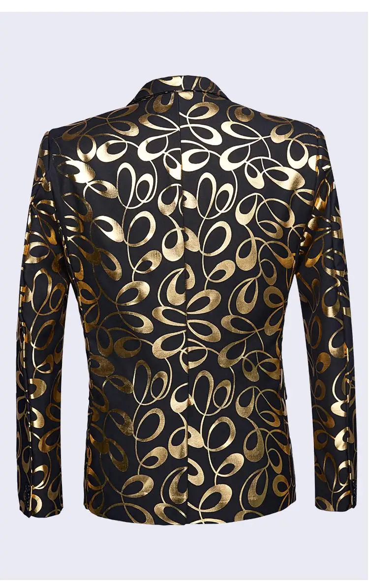 Стильный золотого цвета с принтом в виде кружков для Повседневное блейзер мужской костюм куртка в стиле английского джентльмена