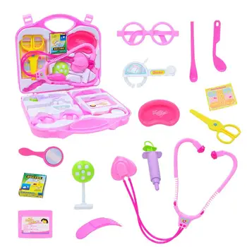 

14pcs Simulation with Medical Toys Kids Playing Doctor Toys Stethoscope Accessories(Pink)