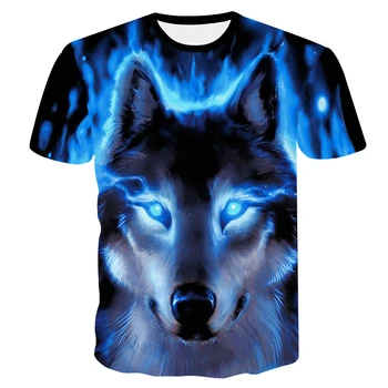 

2020 Newest Wolf 3D Print Animal Cool Funny T-Shirt Men Short Sleeve Summer Tops T Shirt Tshirt Male Fashion T-shirt