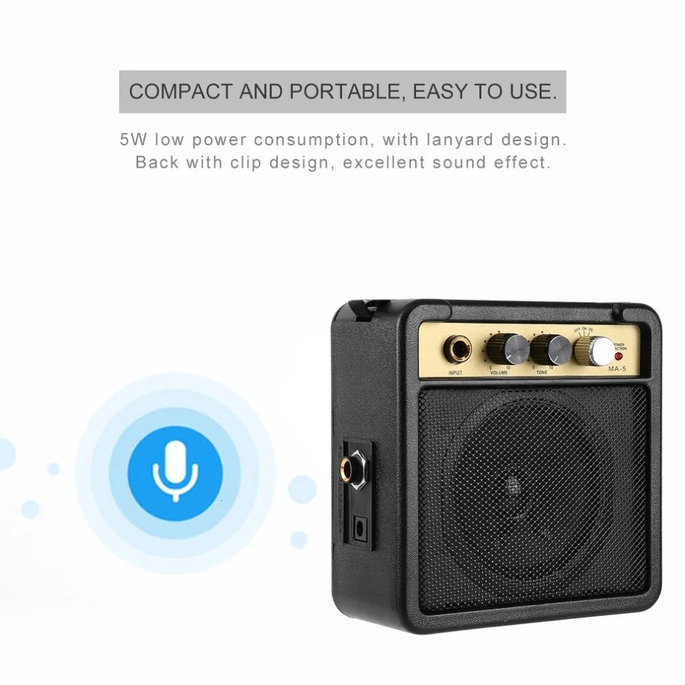 E-WAVE Mini Guitar Amplifier Guitar Amp With Back Clip Speaker Guitar Accessories For Acoustic Electric Guitar E-WAVE (2)