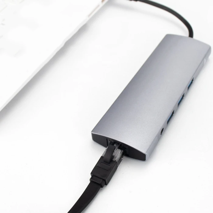 Type-C To HDMI Hub RJ45 USB3.0 TF SD AUDIO PD Multifunctional Adapter for MacBook Pro AS99
