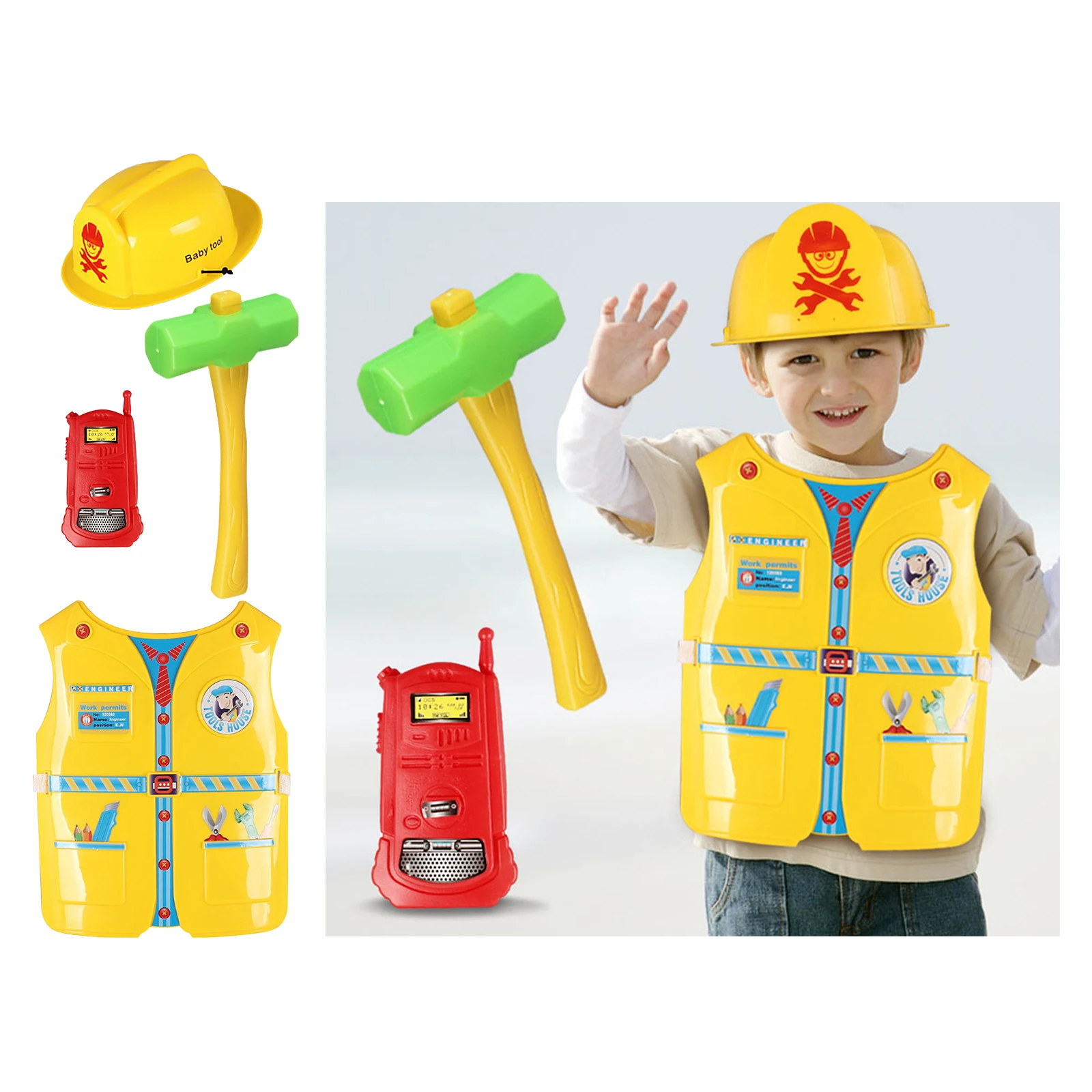 Construction Worker Costume Role Play Kit Set,engineering Dress Up Gift  Educational Toy For Halloween Activities Holidays - Cosplay Costumes -  AliExpress