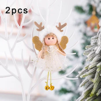 

2pc Christmas Angel Plush Net Yarn Sequined Antler Angel Toy Doll Pendant Charm Children's Cute Doll Gift Party Ornaments