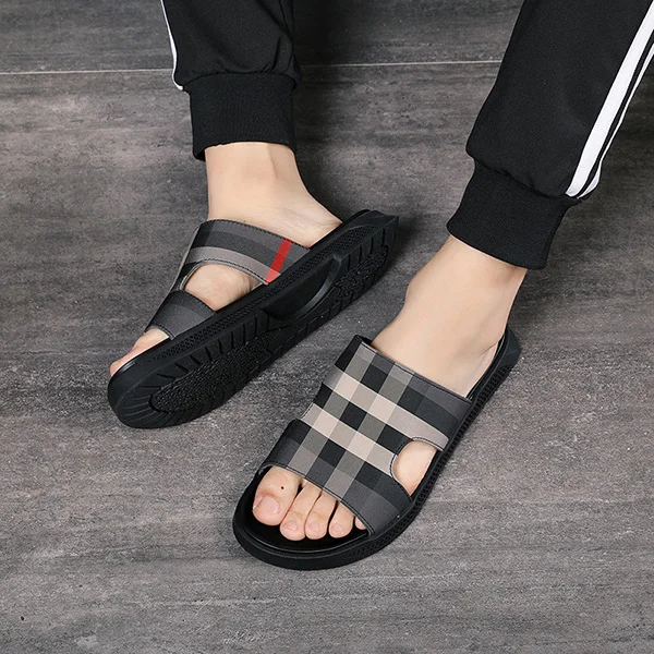 Мужские сандалии г., летние модные кожаные сандалии Высококачественная Мужская пляжная обувь в римском стиле повседневные сандалии-шлепанцы для мужчин - Цвет: Черный