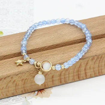 

fashion hot sale flower crystal opal star lady natural stone beaded bracelet
