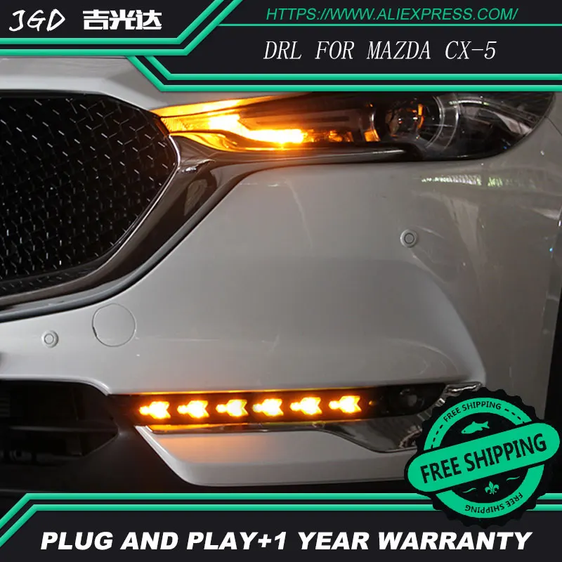 Free shipping ! 12V 6000k LED DRL Daytime running light for Mazda CX 5 CX5 2017 fog lamp frame