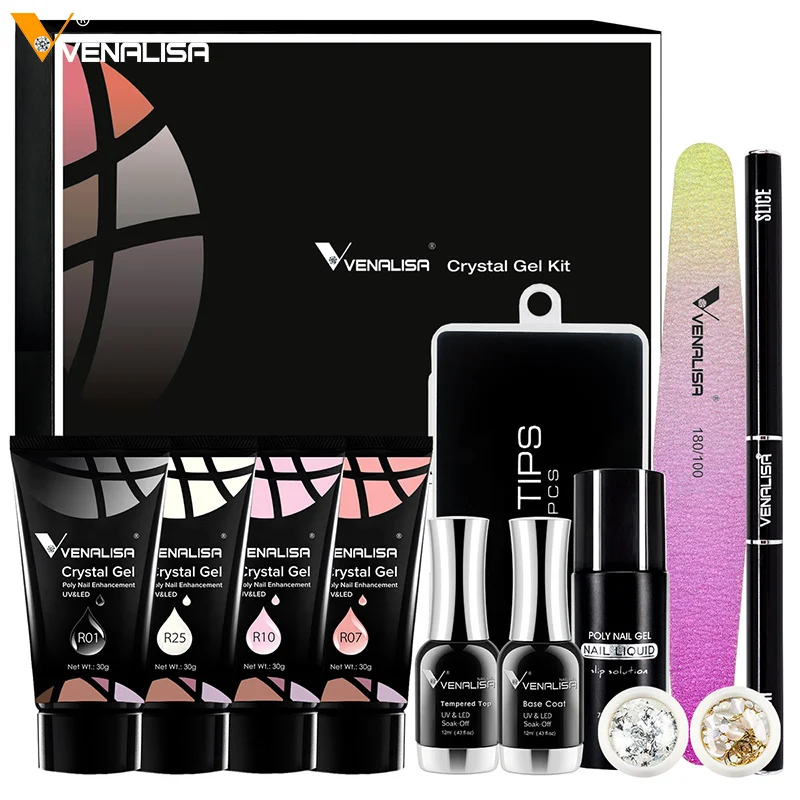 VENALISA – vernis à ongles Gel acrylique, 30g, Kit VIP, expédition rapide, transparent, Camouflage, couleur, forme de pointe, cristal, UV, brosse en tranches