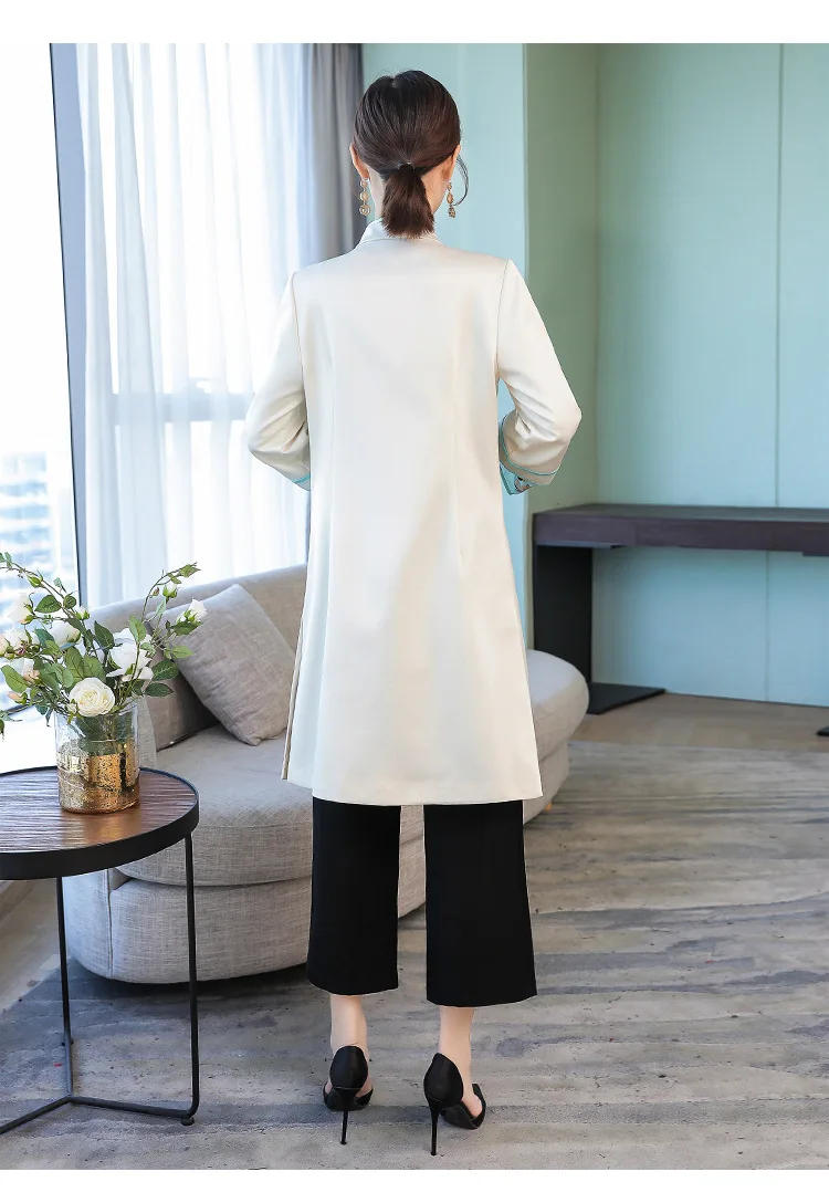 Китайский стиль Cheongsam пальто весенняя одежда стиль элегантный шелковый вышитый китайский стиль Улучшенный китайский костюм топы