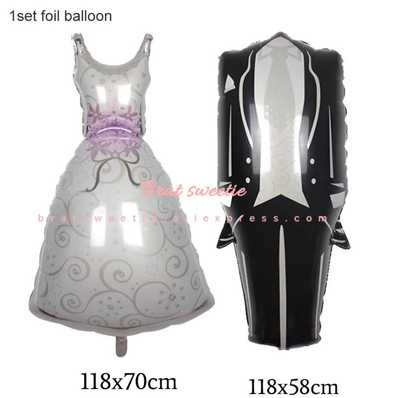wedding dress set 18 дюймов Mr Mrs Balloon Mariage воздушные шары из фольги для любви принадлежности для вечеринки-девичника надувной шар Свадебные украшения - Цвет: wedding dress set