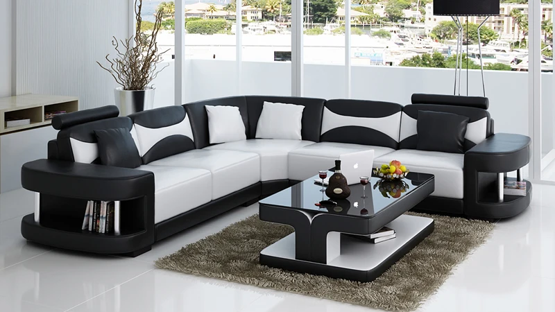 Luxury high quality genuine leather sofa set living room genuine leather