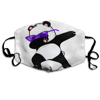 

Swono Mask Panda,Funny Dabbing Panda with Purple Glasses Polyester Anti Dust Face Mask-Washable and Reusable Mask for Cycling
