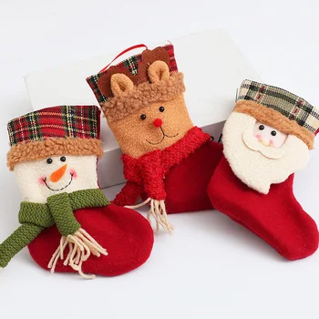 

Cute Christmas Stockings Santa Claus Socks Small Boots Gift Holders Fireplace Tree Ornaments Pendant Christmas Home Decoration