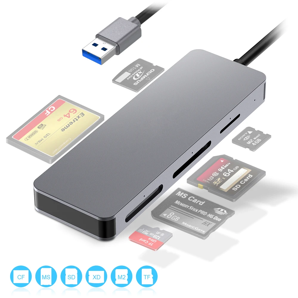 Rocketek считывание карт памяти с 5 картами usb 3,0 type c адаптер для micro SD/TF CF MS XD compact flash microsd компьютера