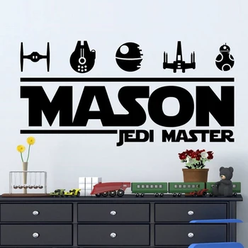 

Star Wars Icons Vinyl Sticker Personalized Custom Name Vinyl Sticker Boy's Bedroom Dorm Decoration Birthday Gift A609
