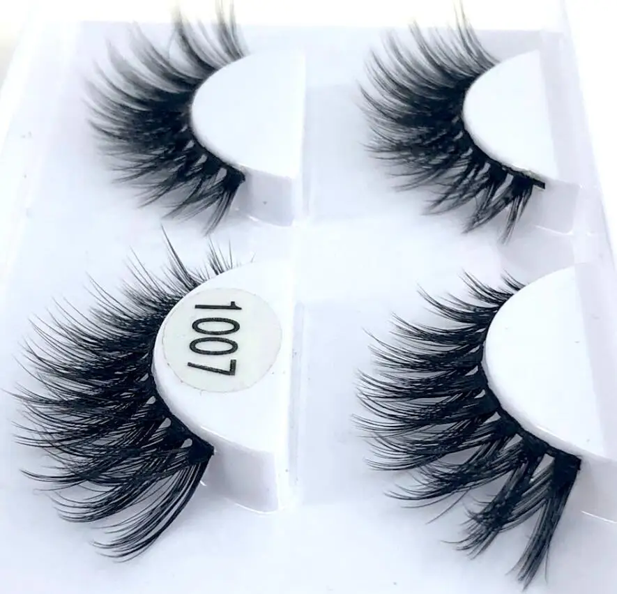 2 Pairs 1007 HBZGTLAD, 2/4 пар, натуральные накладные Искусственные ресницы, длинный макияж, 3d норковые ресницы, ресницы для наращивания, норковые ресницы для красоты - Цвет: 2 Pairs 1007