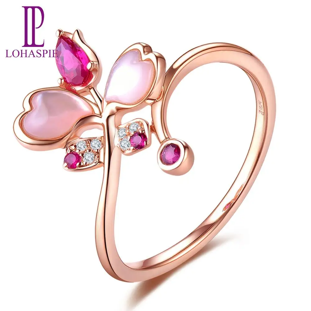 LP K Gold Ювелирное кольцо с бабочкой для лучшего кольца друга 18K розовое золото