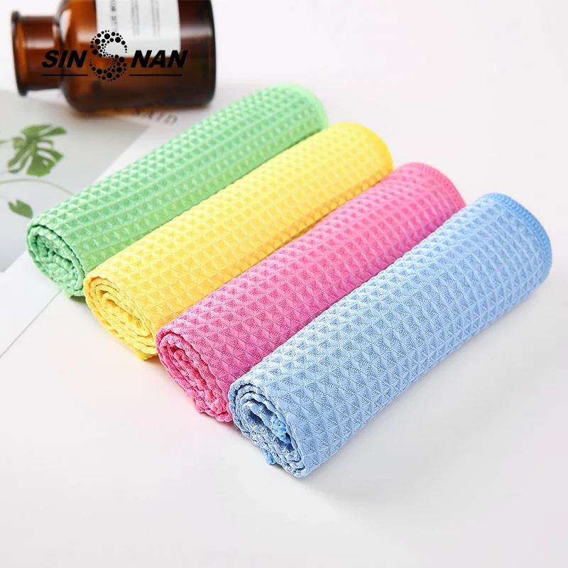 SINSNAN 10PC 30X30cm Microfiber Waffle Weave Cloth Kitchen Rags For Home Super Absorbent Dishcloth Car Glass Foor Cleaning Cloth
