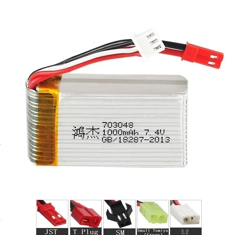 7,4 v 1000mah литий-полимерный Батарея для MJXRC X600 U829A U829X X600 F46 X601H JXD391 FT007 игрушки 2S Lipo Батарея 7,4 V 25c 703048 Батарея