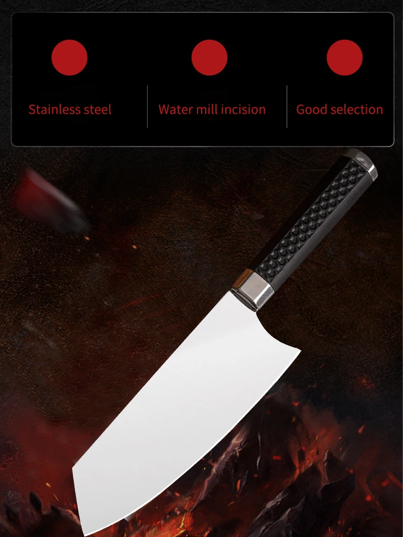 QVZ Chinese Kitchen Knife 4CR14 Stainless Steel Kitchen Knife Sharp Meat Cleaver Cooking Tool Slicing Knife Vegetable Knife QVZ Chinese Kitchen Knife 4CR14 Stainless Steel Kitchen Knife Sharp Meat Cleaver Cooking Tool Slicing Knife Vegetable Knife