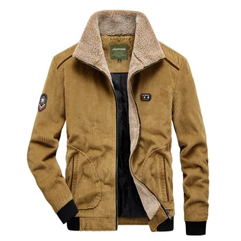 

Corduroy Fabric Young And Middle-aged Men Leisure Loose Big Code Male Coat Plus Velvet Thicken Jacket
