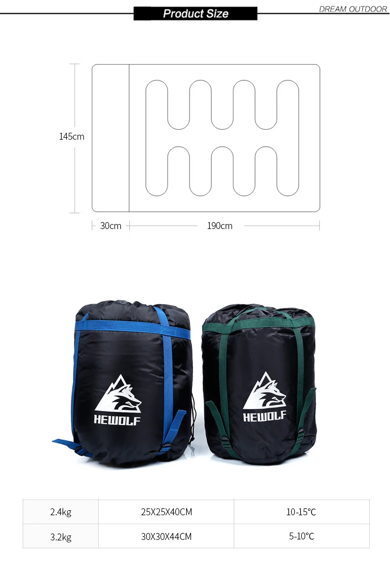 Hewolf ao ar Bolsa de Dormir Duplo de Algodão Bolsas de Dormir Primavera e Outono Livre Splicable Envelope Camping Caminhadas Portátil 2.2m * 1.45m 8 Esporte e Lazer