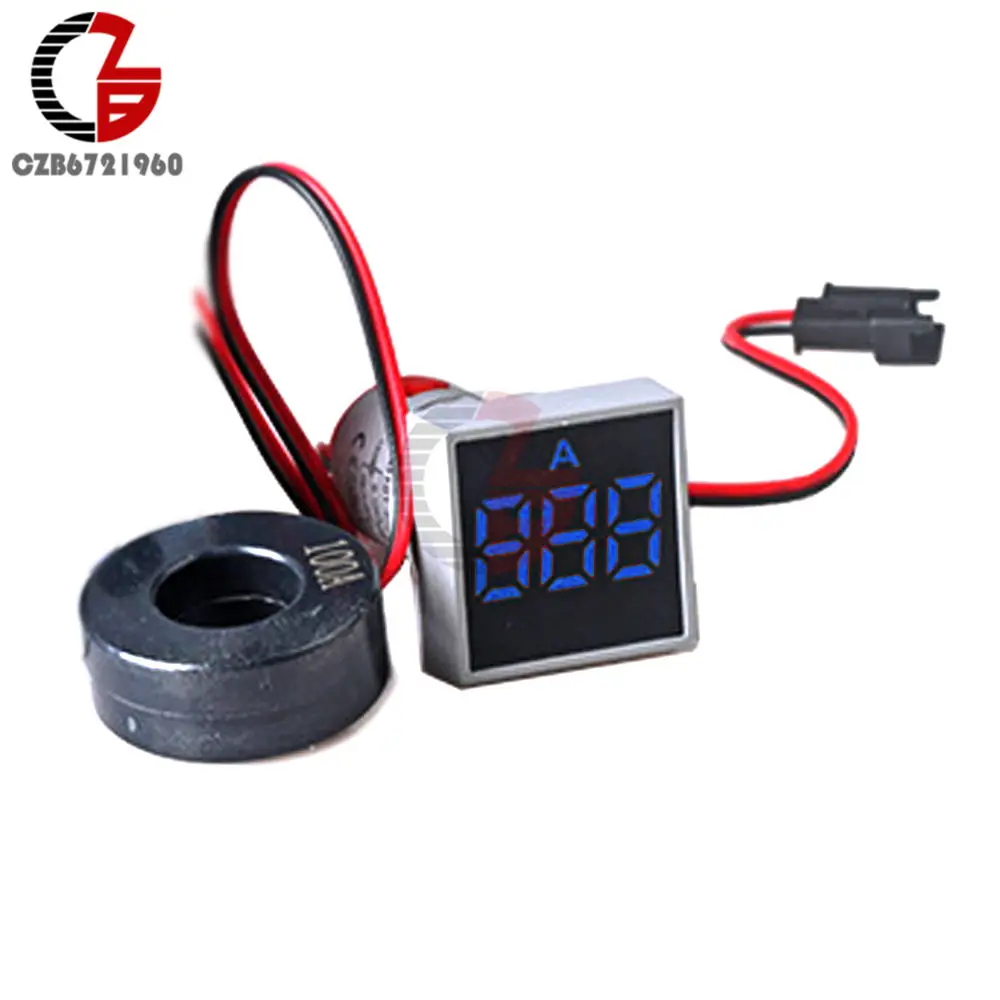AC 50-500V 0-100A квадратный светодиодный цифровой вольтметр Амперметр 110V 220V Напряжение измеритель тока вольтамметр вольт ампер тестер детектор - Цвет: Ammeter Blue