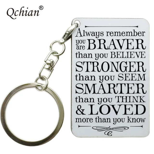 925 Silver Plt 'You Are Braver Stronger Smarter Than You Believe' Keyring A 