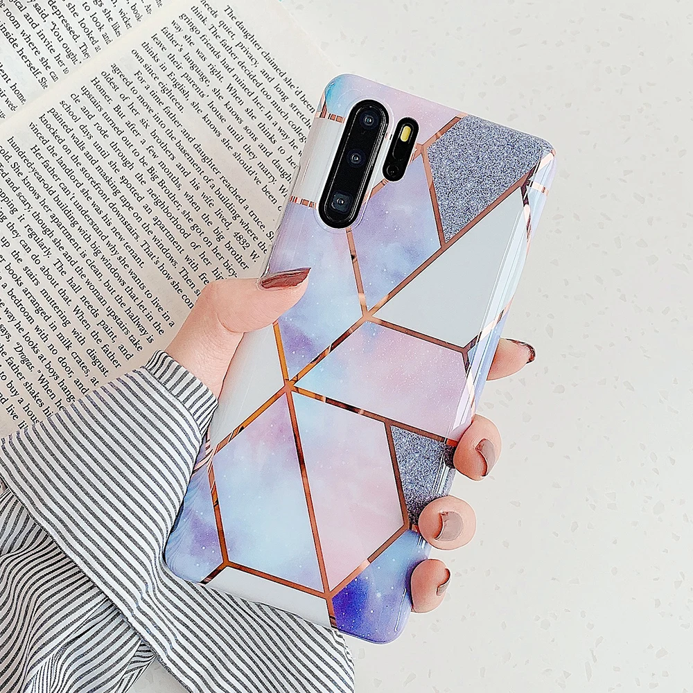 LOVECOM покрытие геометрический мрамор чехол для телефона для huawei P30 P20 Lite Pro mate 30 20 Pro Lite Глянцевая мягкая IMD задняя крышка телефона - Цвет: PJ4