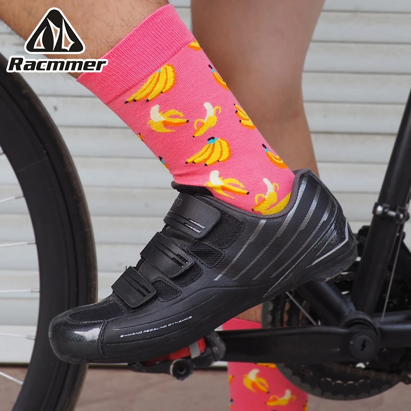 RACMMER calcetines largos de algodón para ciclismo, medias deportivas cómodas, con estampado de plátano, dibujos animados, para Calcetines de ciclismo| AliExpress