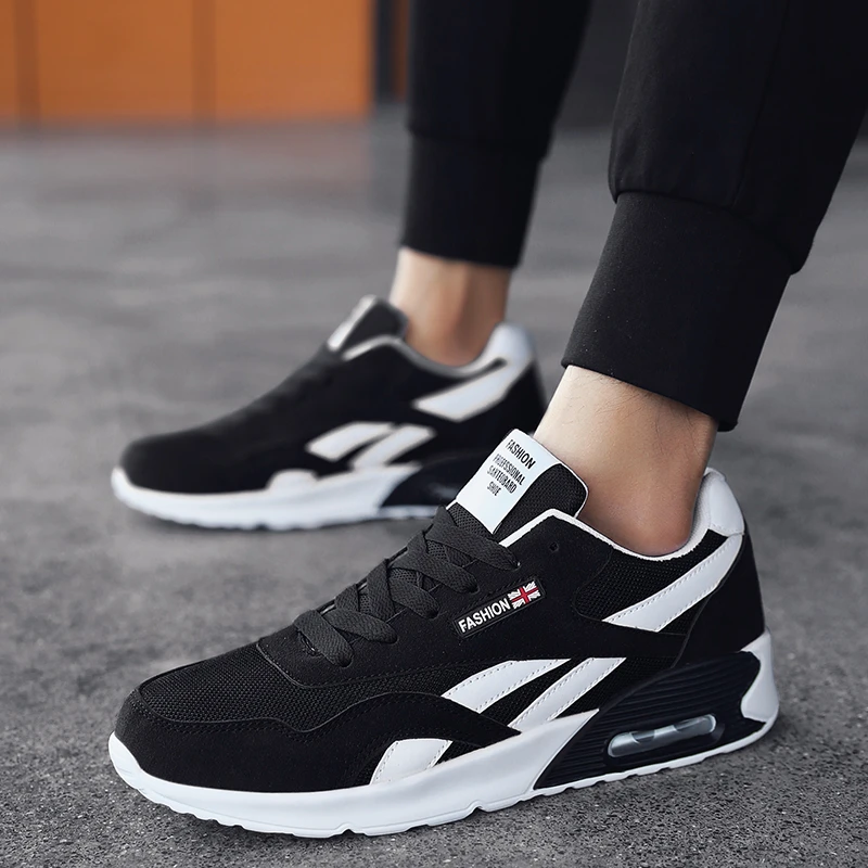 Zapatillas deportivas con cámara de aire para mujer, zapatos planos de grande, color negro, para correr, para caminar, de correr| - AliExpress