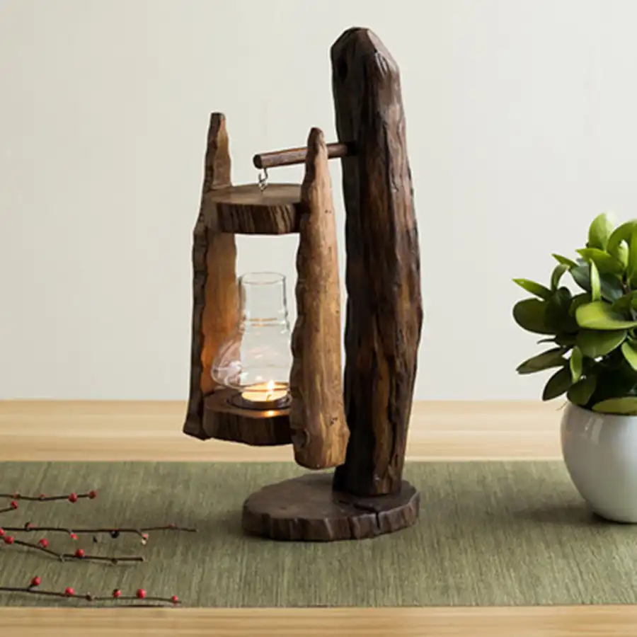 Nordic Christmas Candle Holders Tealight Vintage Wooden Candlestick