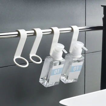 

Multipurpose Storage Bottle Hanging Rack Wall Mounted S Hook 8pcs Home Shampoo Holder Space Saving Bathroom Toilet ABS White
