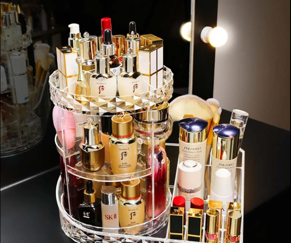 makeup organizer 04 Пластиковый Органайзер для хранения, вращающийся на 360 градусов, прозрачный акриловый косметический Органайзер, съемный косметический Органайзер - Цвет: makeup organizer 04