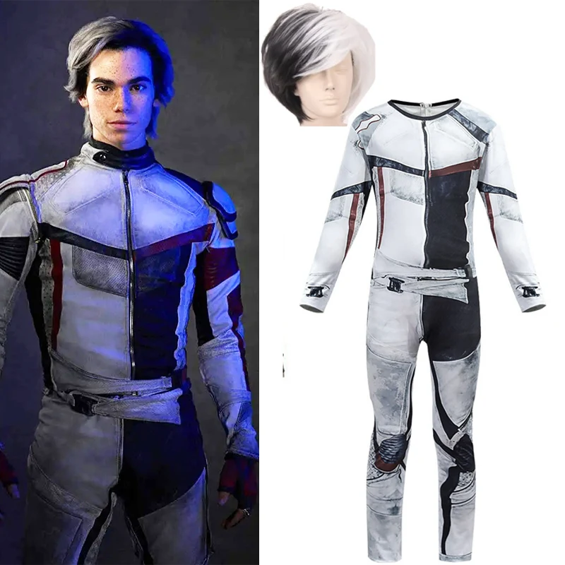 

Adult/kids Descendants 3 Carlos Gil Jumpsuit Wig Cosplay Costume Polyester 3D Printed Halloween Costumes for Children