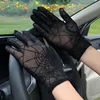 Fashion Sexy Summer Female Full Finger Sunscreen Short Lace Gloves Women Driving Spider Web Pattern Sun Anti-UV Black Gloves C10 ► Photo 1/5