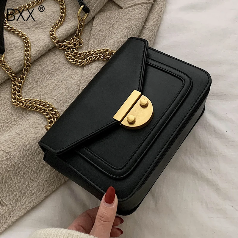

[BXX] PU Leather Crossbody Bags For Women 2020 Brand Designer Chain All-match Shoulder Messenger Bag Female Travel Handbag HJ980
