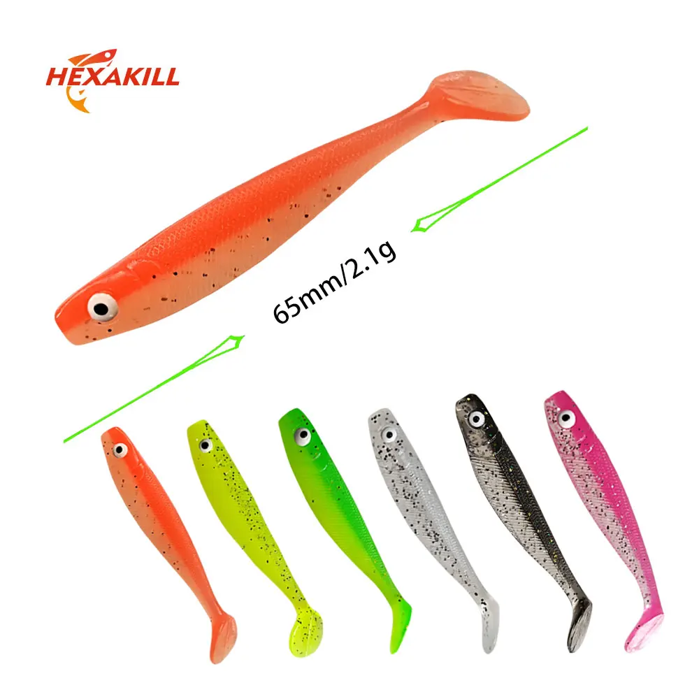 Hexakill 12pcs Soft Baits 65mm 2.1g Rubber Fishing Lure Sea