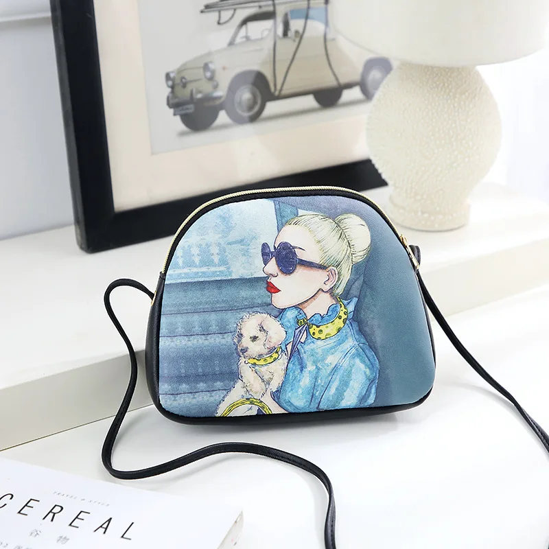 

Overfire Shell Single-Shoulder Printed Women's Package Korean Version with Skew Bag Graffiti Phone Pack Mini Phone Pack.
